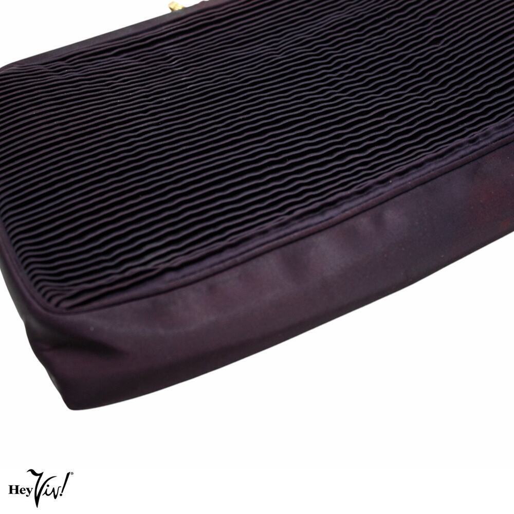 Vintage Coblentz Original Purse Dark Blue Pleated Satin Handbag 9x7"- Hey Viv - Picture 4 of 7
